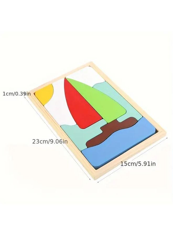 Creative Jigsaw Puzzle Hot Air Balloon Kids Wooden Building Blocks Educational 3D Construction Toy - Image 2